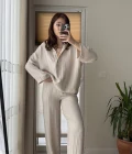 Linda Pantolon Üst Takım Krem