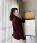Liza Bisiklet Yaka Kazak Bordo