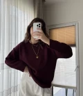 Liza Bisiklet Yaka Kazak Bordo