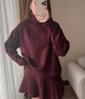 Lowe Bordo Triko Kazak Etek Takım