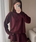 Lowe Bordo Triko Kazak Etek Takım