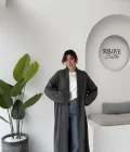 Manon Uzun Triko Hırka - Antrasit - Kod: 25504
