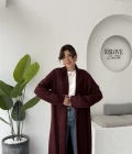 Manon Uzun Triko Hırka - Bordo - Kod: 25504