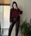 Mat Mumlu Deri Pantalon Bordo