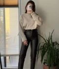 Mat Mumlu Deri Pantalon Kahve Tonları