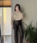 Mat Mumlu Deri Pantalon Kahve Tonları