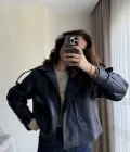 Melina Deri Ceket Lacivert