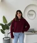 Mia Bisiklet Yaka Kazak - Bordo