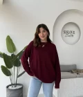 Mia Bisiklet Yaka Kazak - Bordo