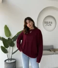 Mia Bisiklet Yaka Kazak - Bordo