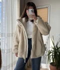 Nebraska Astarlı Peluş Krem Hırka Ceket