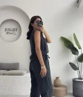 Nova Kalın Askılı Bluz Pantolon Takım - Koyu Antrasit