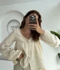 Peri İnci Detay Krem Bluz