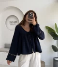 Peri İnci Detay Lacivert Bluz