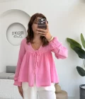 Peri İnci Detay Pembe Bluz