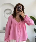 Peri İnci Detay Pembe Bluz