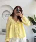 Peri İnci Detay Sarı Bluz