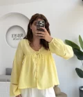 Peri İnci Detay Sarı Bluz