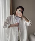Beyaz Oversize Tensel Gömlek Kod: 4612