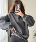 Oversize Kapüşonlu 3 İplik Şardonlu Sweatshirt Antrasit