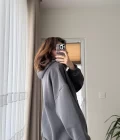 Oversize Kapüşonlu 3 İplik Şardonlu Sweatshirt Antrasit
