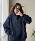 Oversize Kapüşonlu 3 İplik Şardonlu Sweatshirt Lacivert