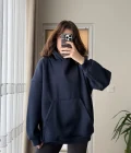 Oversize Kapüşonlu 3 İplik Şardonlu Sweatshirt Lacivert