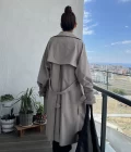 Oversize Kuşaklı Düğmeli Trençkot