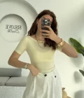Oys Kayık Yaka T-Shirt Sarı