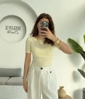 Oys Kayık Yaka T-Shirt Sarı