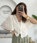 Papatya Brode Bağlamalı Bluz - 1025