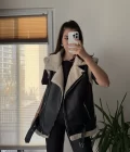 Patrice Biker Kürklü Deri Yelek Siyah