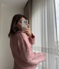 Peluş V Yaka Pembe Kazak