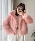 Premium Yakalı Kürk Pembe