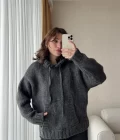 Puffy Oversize Örgü Sweatshirt Antrasit