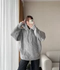 Puffy Oversize Örgü Sweatshirt Gri