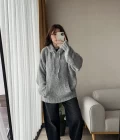 Puffy Oversize Örgü Sweatshirt Gri