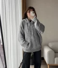 Puffy Oversize Örgü Sweatshirt Gri