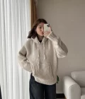 Puffy Oversize Örgü Sweatshirt Krem