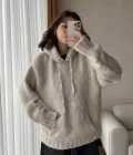 Puffy Oversize Örgü Sweatshirt Krem