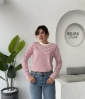 Rosalind Uzun Kollu Çizgili Bluz - Kırmızı