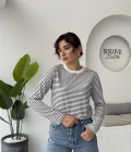 Rosalind Uzun Kollu Çizgili Bluz - Lacivert