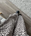 Saten Bol Paça Leopar Pantolon