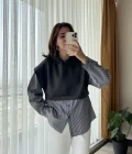 Scuba Gömlek Model Kapüşonlu Antrasit Sweatshirt