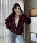 Snw Kapüşonlu Şardonlu Hırka Bordo