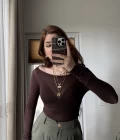 Transparan Acı Kahve Kayık Yaka Bluz