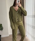Triko Hırkalı Takım Haki