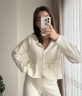 Triko Hırkalı Takım Kırık Beyaz