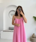 Vera Askılı Elbise - Pembe - 3062