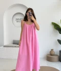 Vera Askılı Elbise - Pembe - 3062